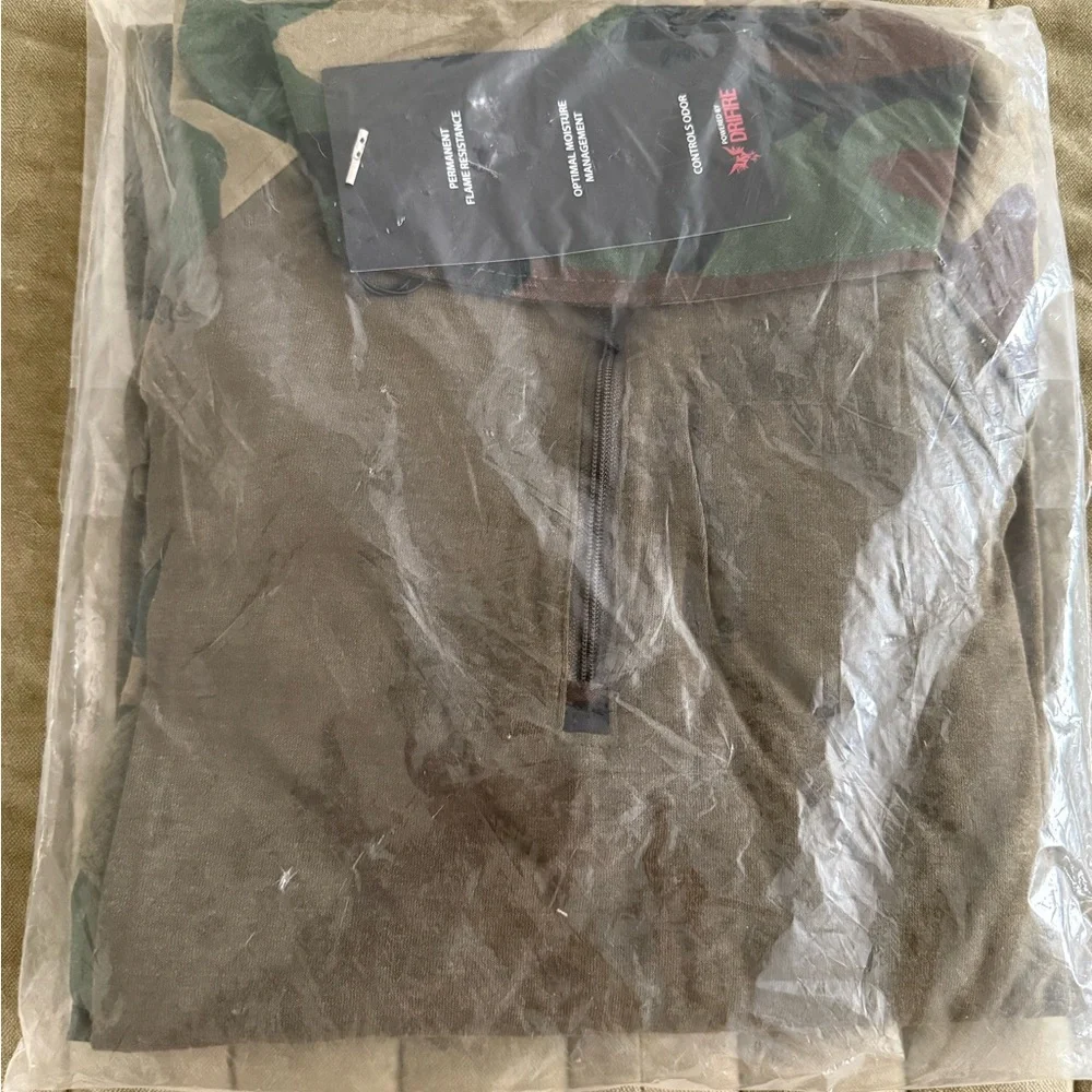DRIFIRE Men’s Woodland Camo Combat Shirt - Olive Green